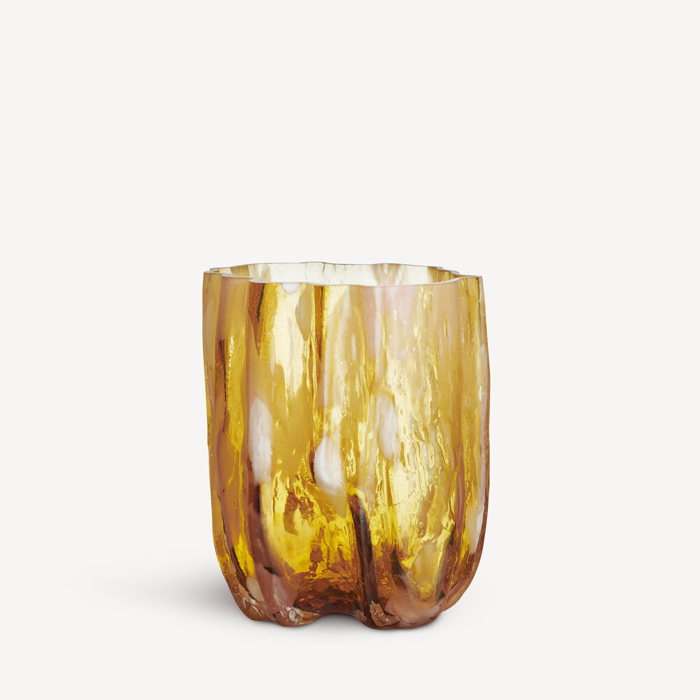 K&B Crackle vase amber 27cm